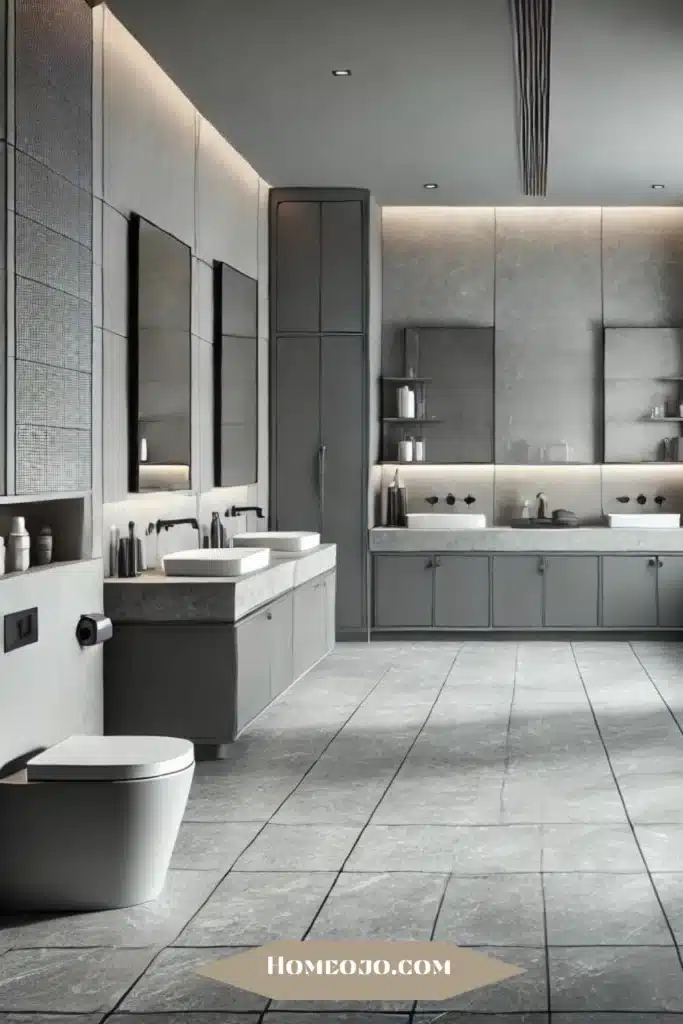 Bathroom with various shades of gray