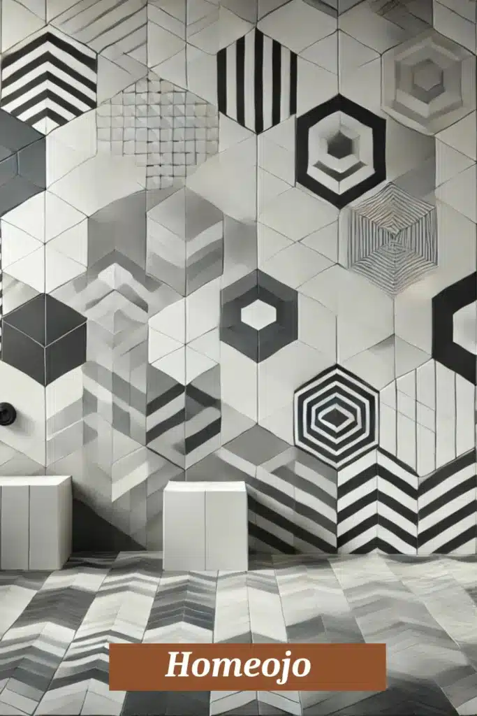 Geometric tiles and colors for teen girl bathroom