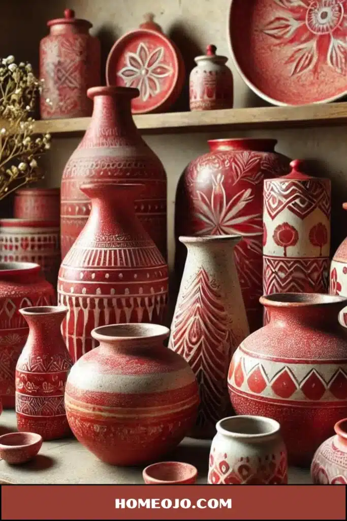 Red Ceramic Vases and Jars for bathroom