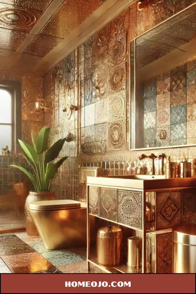 Bohemian copper decor for bathroom