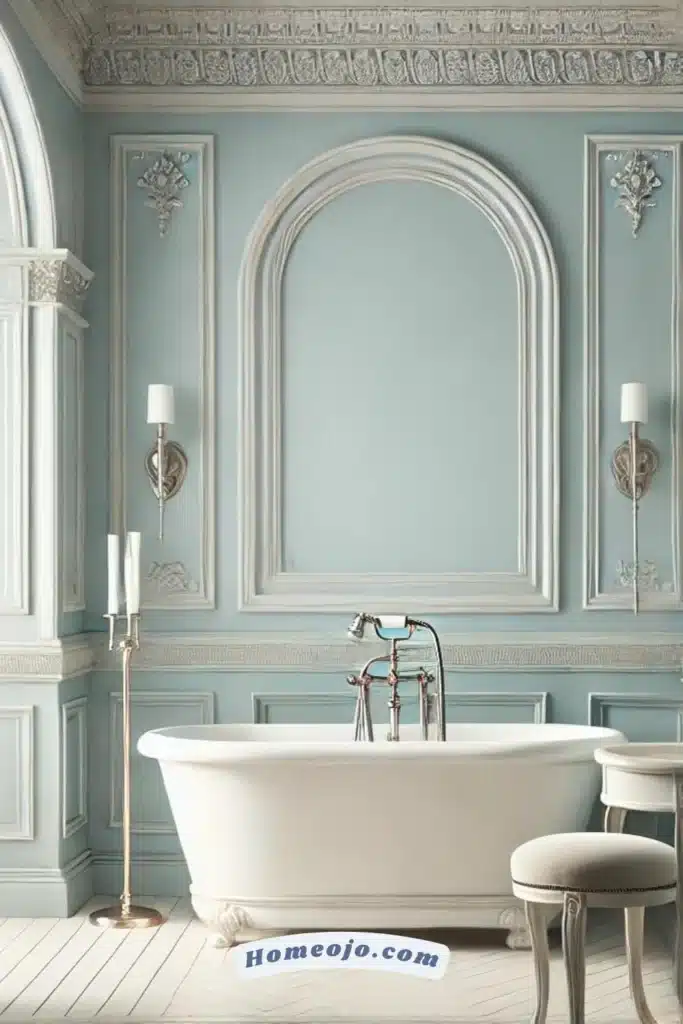 Pale powder blues for bathroom