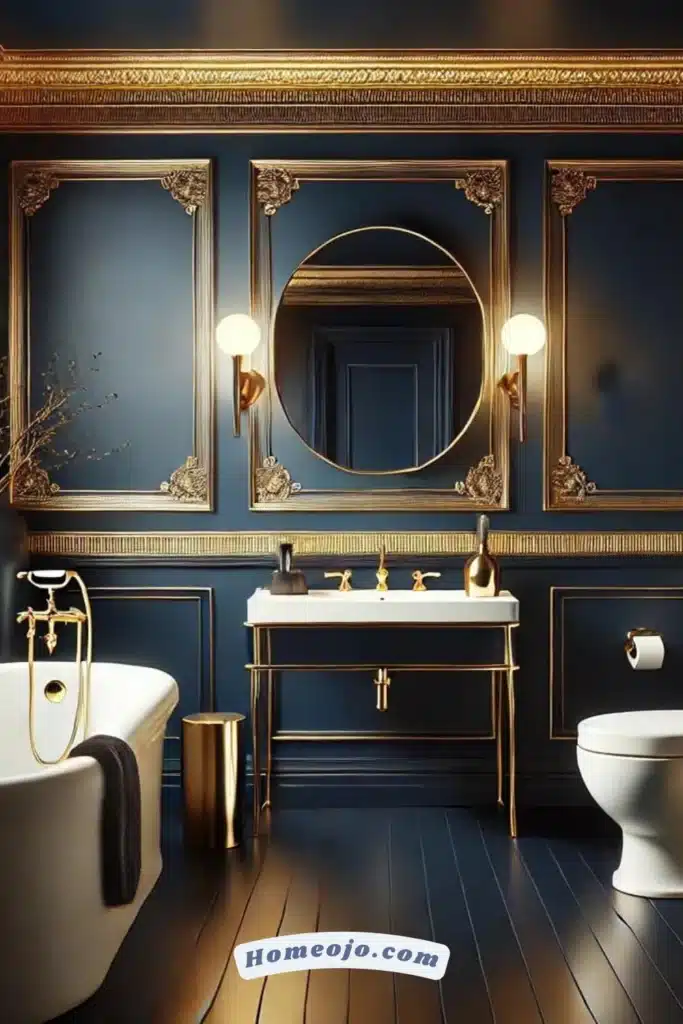 Navy and deep blue color for bathroom