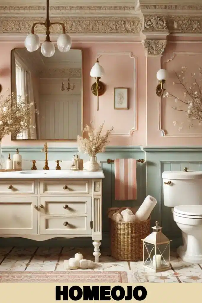 Couple bathroom with Romantic paint Color