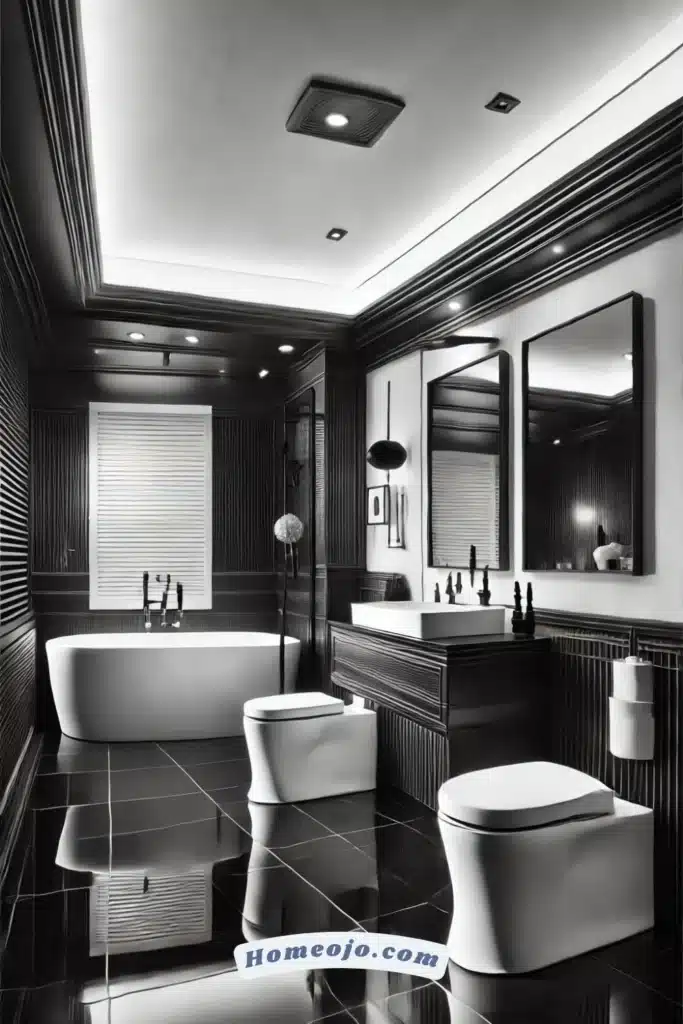 Black-and-white color scheme for bathroom