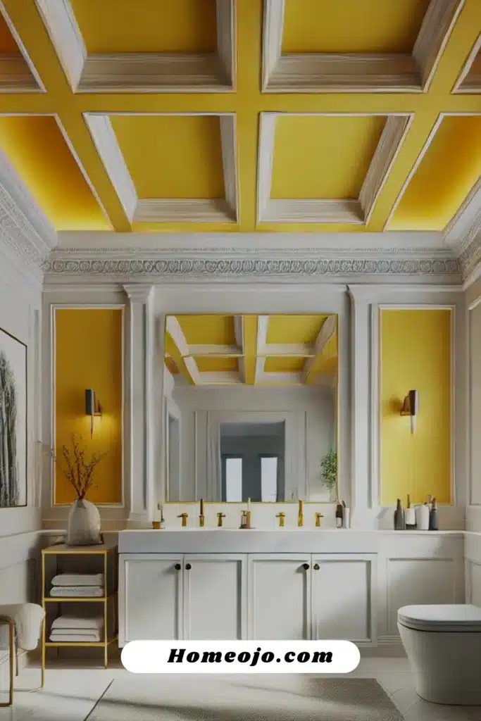 Bright color ceiling for bathroom