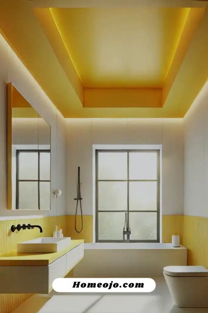 Sunny yellow ceiling for bathroom