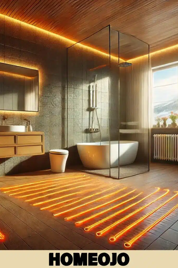 Couple bathroom with heated floor