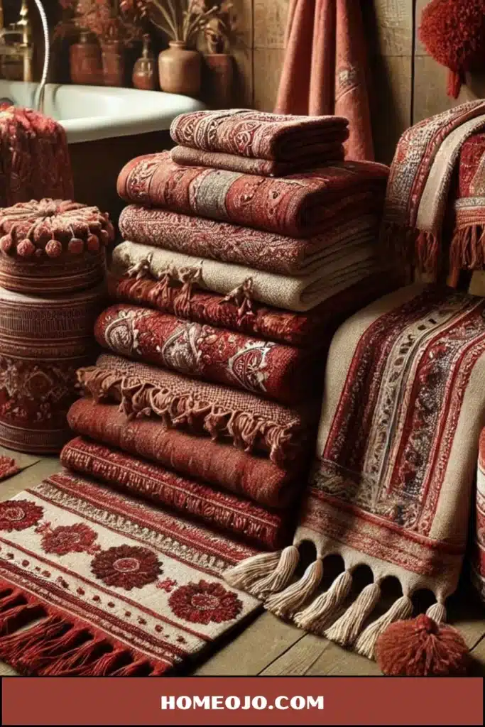 Bohemian red decor for bathroom