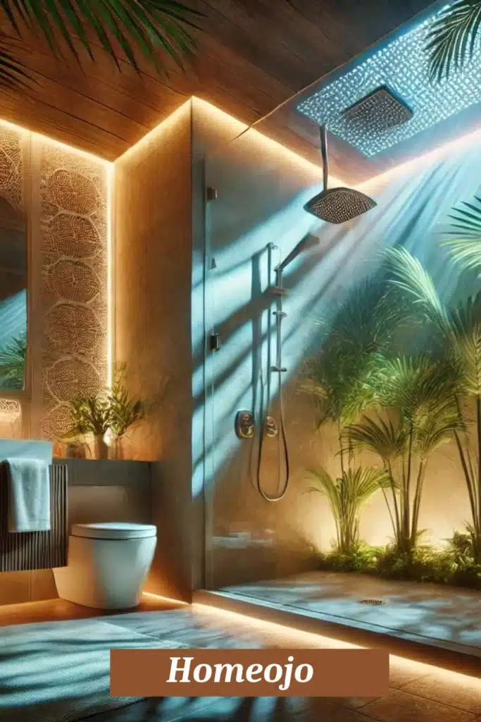 Tropical shower for teen girl bathroom