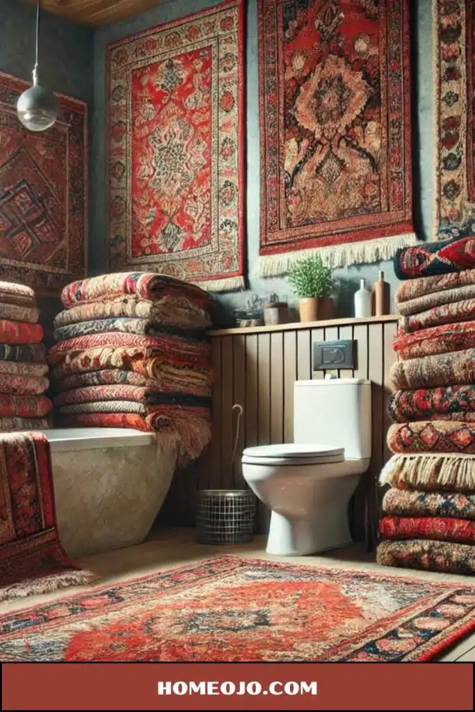 Rugs for red bathroom decor