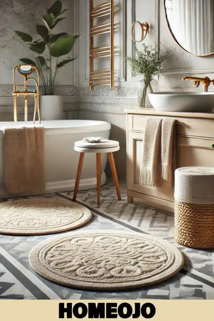 Stylish bath mat for couple bathroom