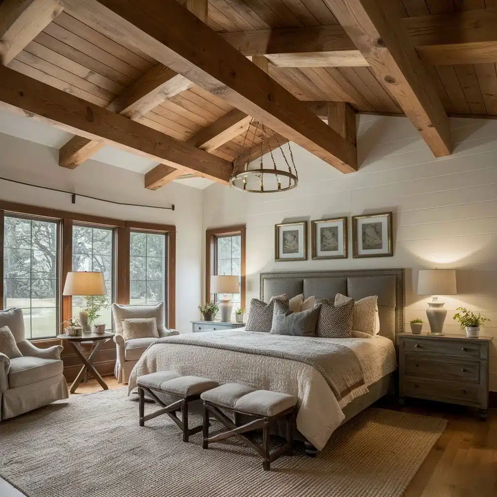 Wooden beam ceilings for bedroom