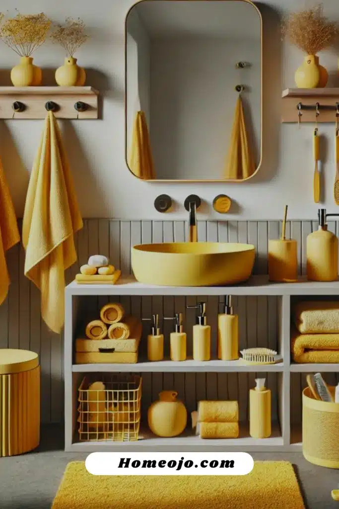 bathroom accessories with yellow color