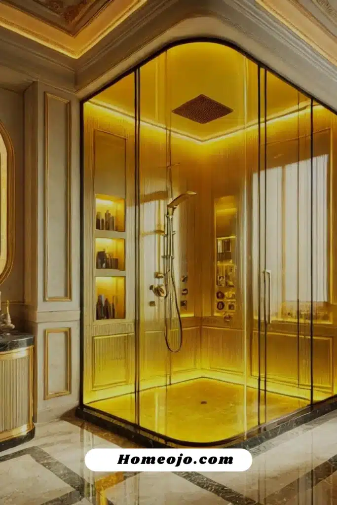 Yellow glass shower for bathroom