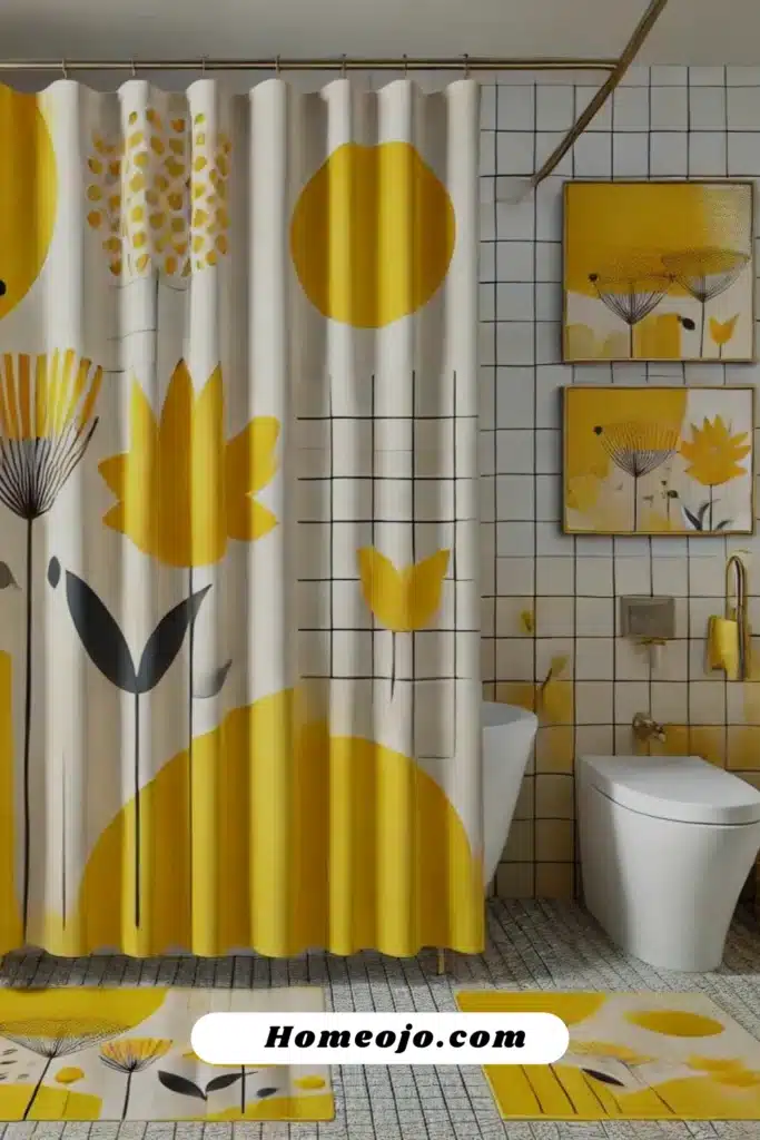 yellow shower curtain