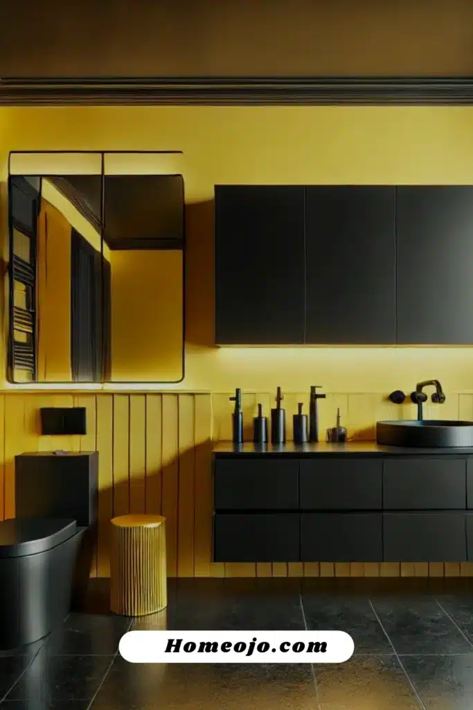 Black and yellow combinatiton for bathroom