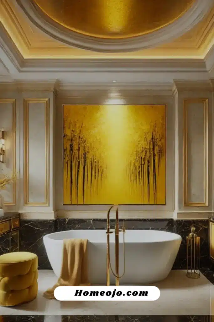 Yellow artwork for bathroom