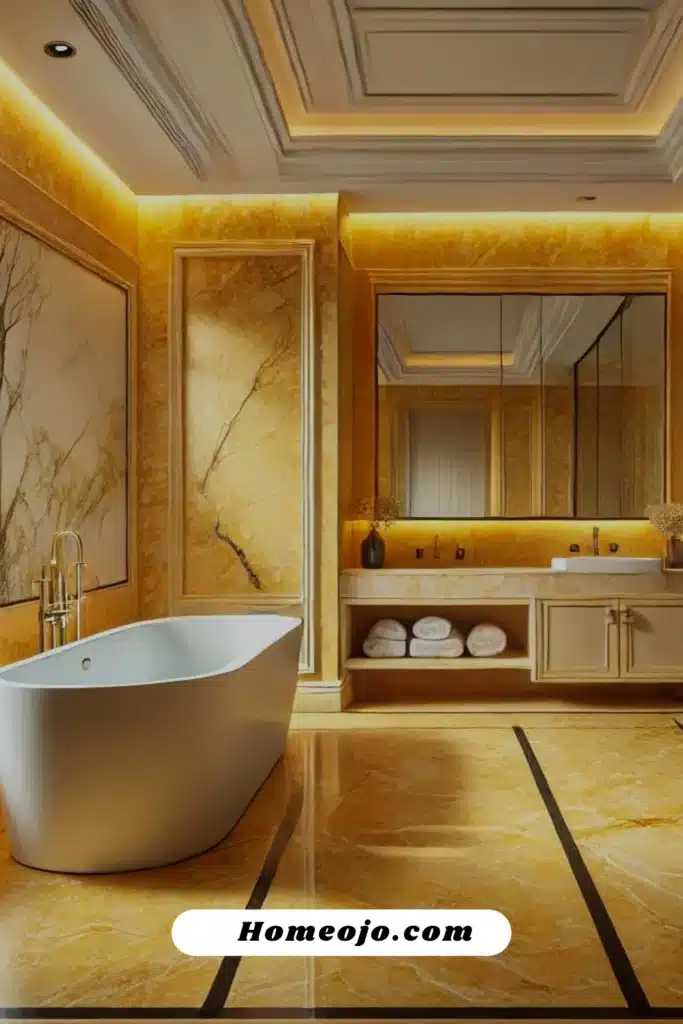 Yellow marble tiles for bathroom