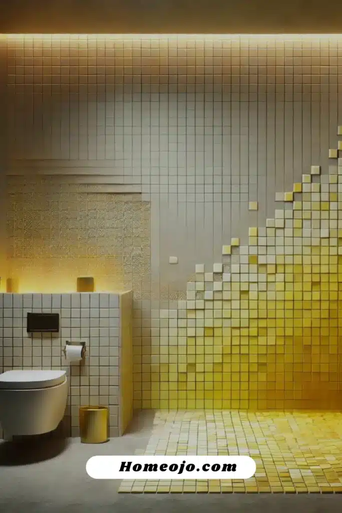 yellow tiles in a mosaic design for bathroom