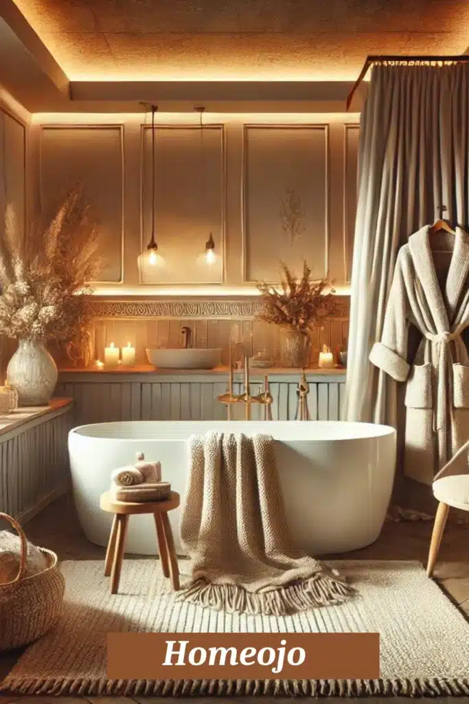 Bathroom relaxing features and cozy touches