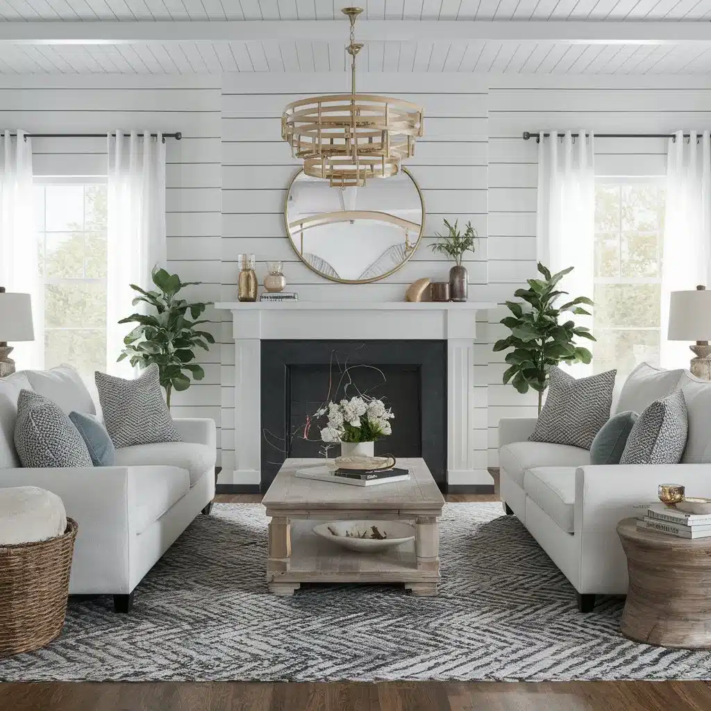  Modern Farmhouse Living Room Interior With Center Table