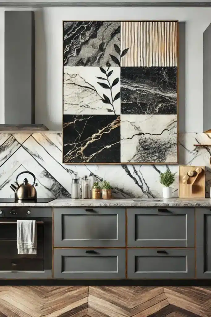 Artwork with backsplash and countertops