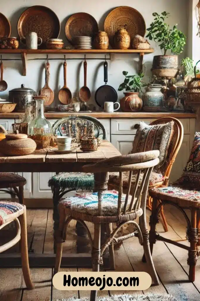 wooden chairs for bohemian decor