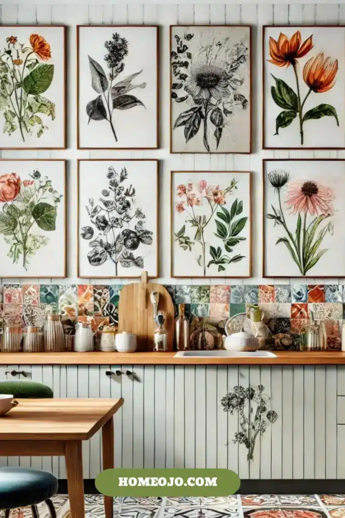 Botanical prints for kitchen decor