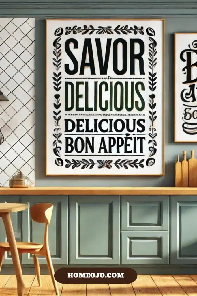 Culinary inspired typography for kitchen