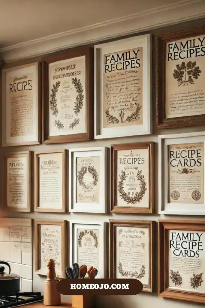 DIY recipe card wall art for kitchen