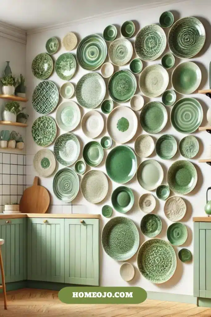 Green Ceramic Plates as Wall Art