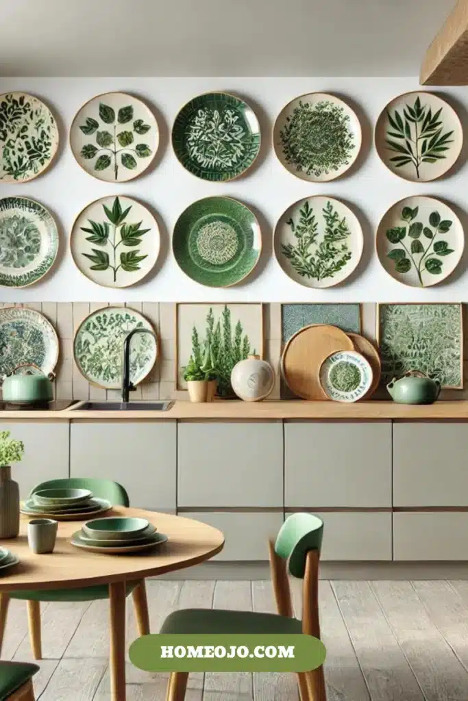 Green ceramic plates for kitchen 