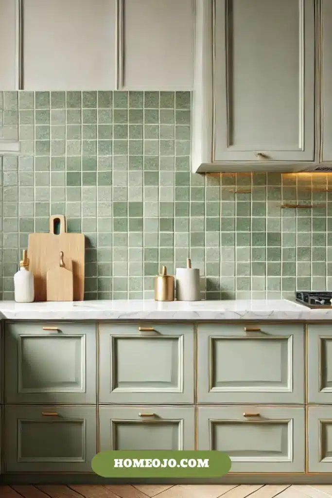 Green backsplash tile