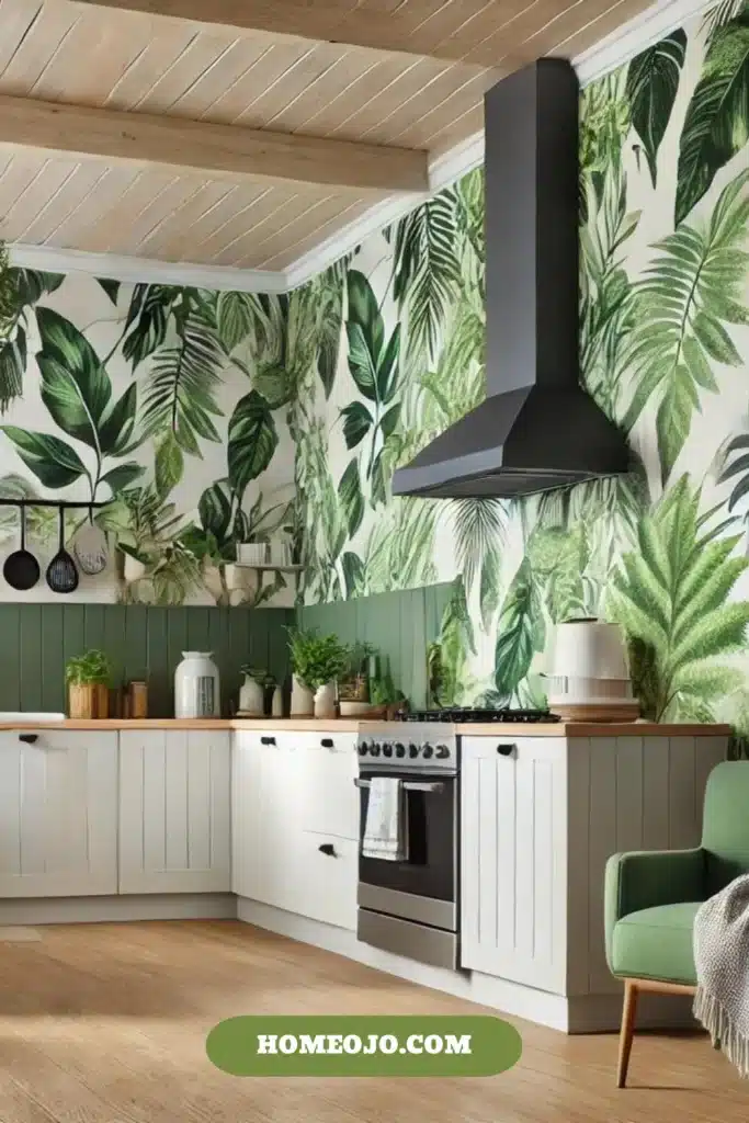 Kitchen wallpaper with accent wall