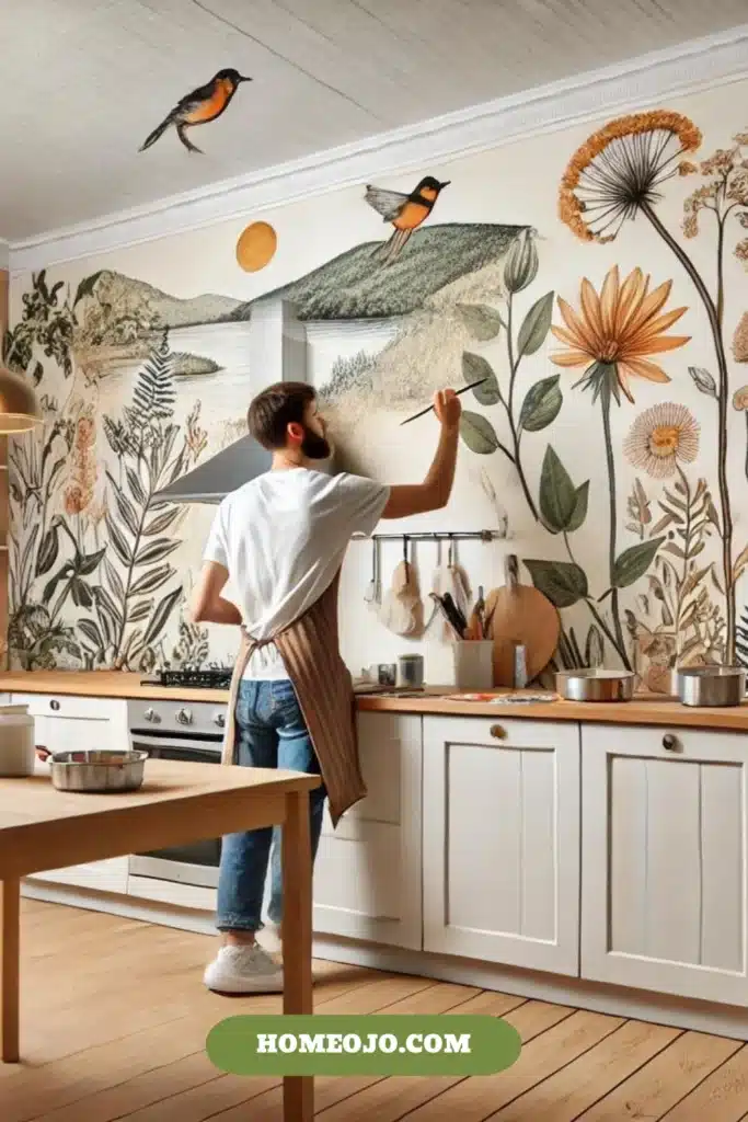 kitchen with a painting