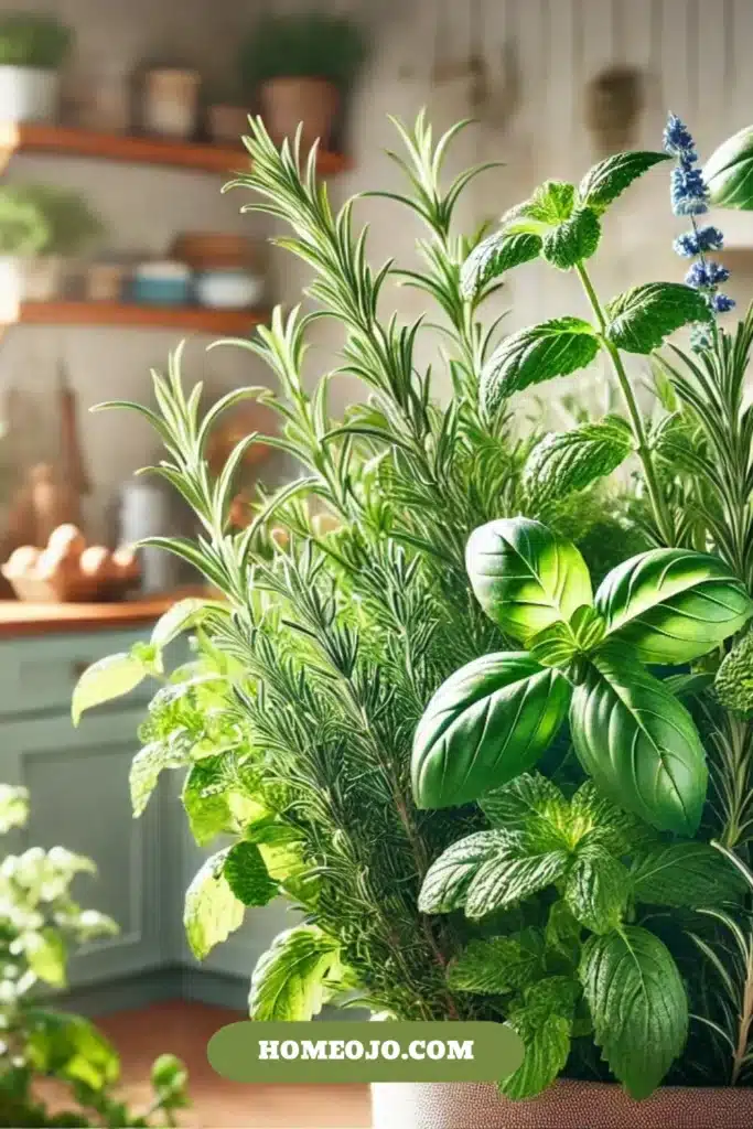 Fresh herbs for kitchen decor