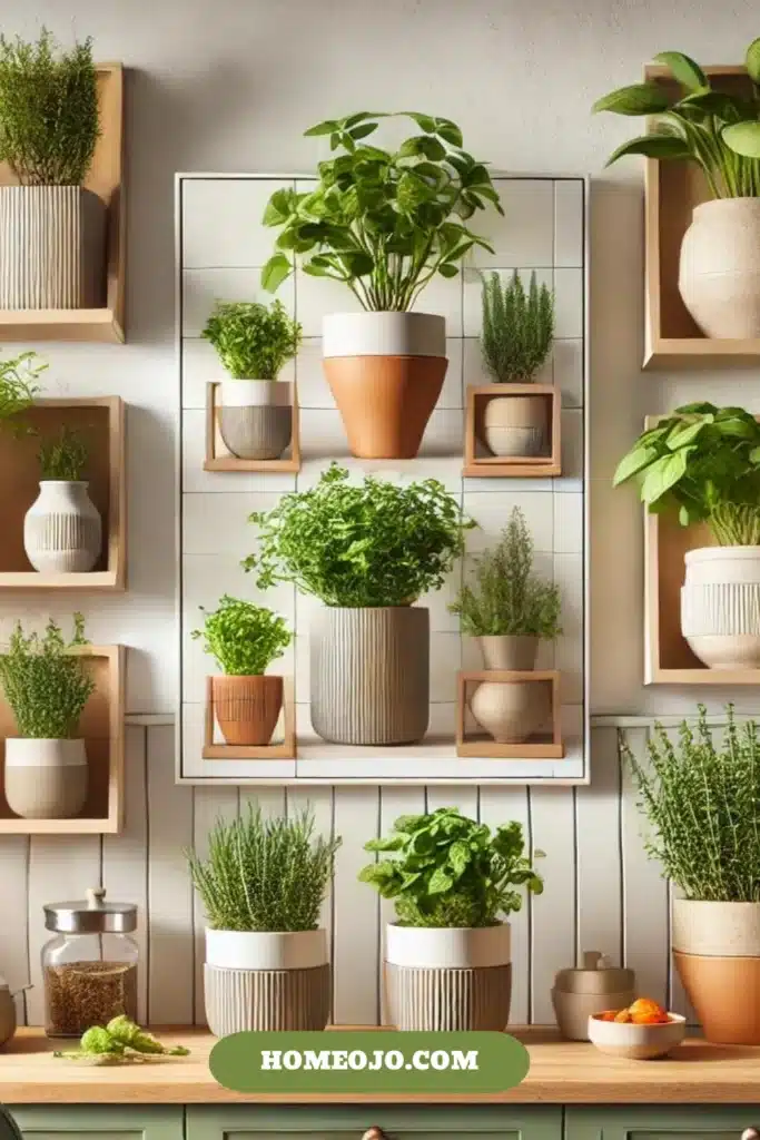 Pots and plants for kitchen decor