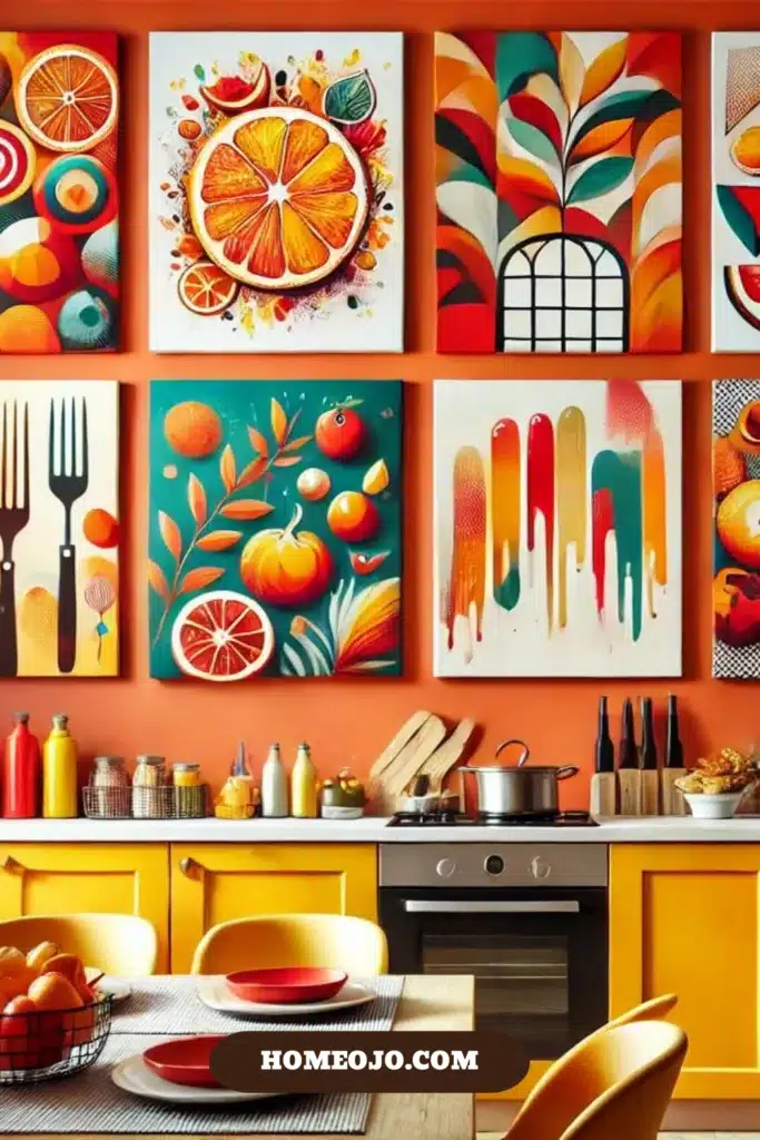 Vibrant kitchen wall with different colors