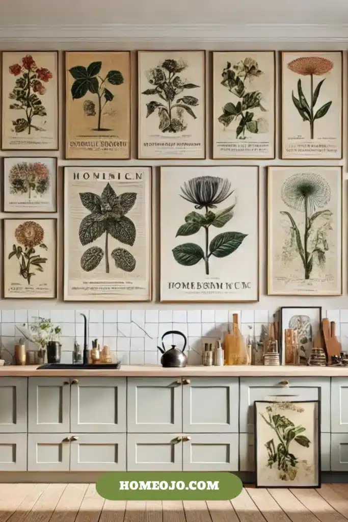 Gallery wall with diffrent flower 