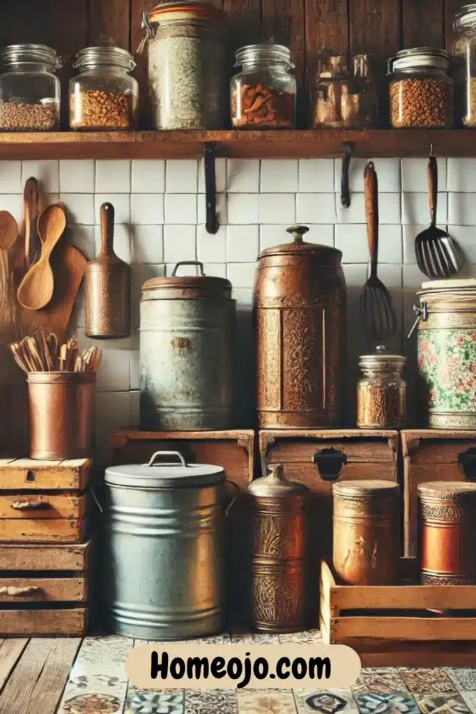 Old containers for kitchen