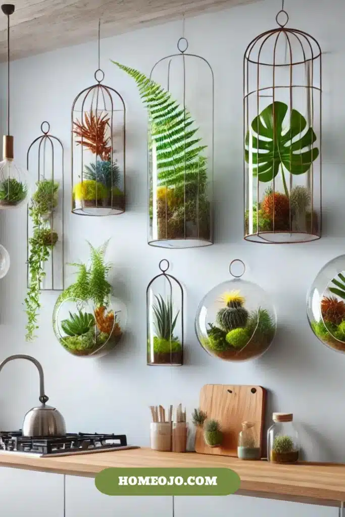 Wall art with terrariums