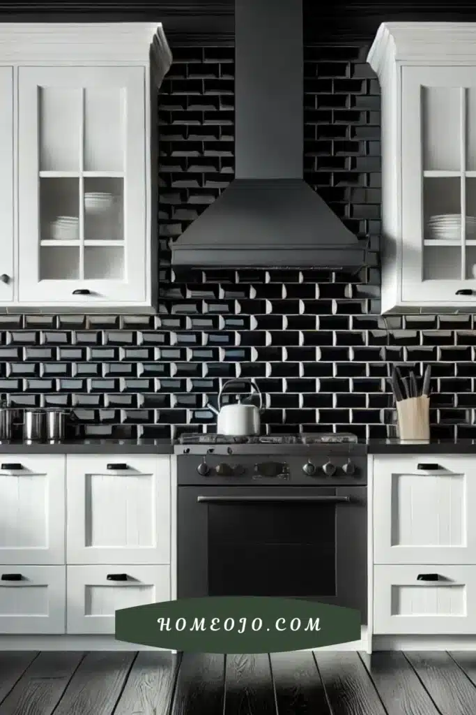 Black subway tiles